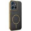 Phonesta Luxury Carbon Fiber Back Cover Hülle mit MagSafe für Motorola Edge 60 Neo/Edge 50 Neo / ThinkPhone 25 - Schwarz