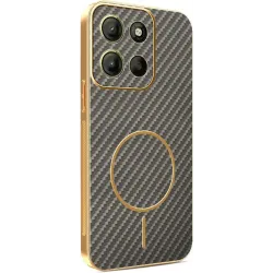Phonesta Luxury Carbon Fiber Back Cover Hülle mit MagSafe für Motorola Moto G17/G17 Power/G15/G15 Power - Braun