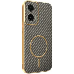 Phonesta Luxury Carbon Fiber Back Cover Hülle mit MagSafe für Motorola Moto G35 - Braun