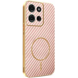 Phonesta Luxury Carbon Fiber Back Cover Hülle mit MagSafe für Motorola Moto G75 - Rosa