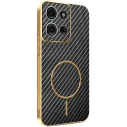 Phonesta Luxury Carbon Fiber Back Cover Hülle mit MagSafe für Motorola Moto G75 - Schwarz