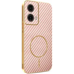 Phonesta Luxury Carbon Fiber Back Cover Hülle mit MagSafe für Motorola Moto G85 - Rosa