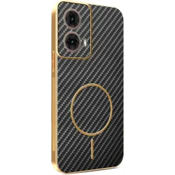 Phonesta Luxury Carbon Fiber Back Cover Hülle mit MagSafe für Motorola Moto G85 - Schwarz