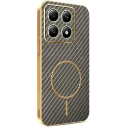 Phonesta Luxury Carbon Fiber Back Cover Hülle mit MagSafe für Xiaomi 14T - Braun