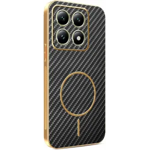Phonesta Luxury Carbon Fiber Back Cover Hülle mit MagSafe für Xiaomi 14T - Schwarz