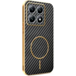 Phonesta Luxury Carbon Fiber Back Cover Hülle mit MagSafe für Xiaomi 14T Pro - Schwarz