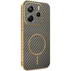 Phonesta Luxury Carbon Fiber Back Cover Hülle mit MagSafe für Xiaomi Redmi Note 14 5G - Braun