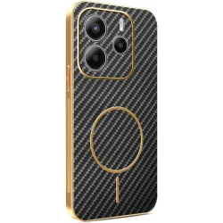 Phonesta Luxury Carbon Fiber Back Cover Hülle mit MagSafe für Xiaomi Redmi Note 14 5G - Schwarz