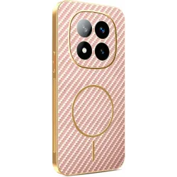 Phonesta Luxury Carbon Fiber Back Cover Hülle mit MagSafe für Xiaomi Redmi Note 14 Pro Plus - Rosa