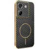 Phonesta Luxury Carbon Fiber Back Cover Hülle mit MagSafe für Xiaomi Poco M7 Pro - Schwarz 0