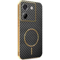 Phonesta Luxury Carbon Fiber Back Cover Hülle mit MagSafe für Xiaomi Poco M7 Pro - Schwarz