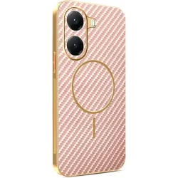 Phonesta Luxury Carbon Fiber Back Cover Hülle mit MagSafe für Xiaomi Poco X7 Pro - Rosa