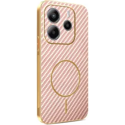 Phonesta Luxury Carbon Fiber Back Cover Hülle mit MagSafe für Xiaomi Redmi Note 14 4G 163.2mm - Rosa