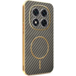 Phonesta Luxury Carbon Fiber Back Cover Hülle mit MagSafe für Xiaomi Redmi Note 14 Pro 4G - Braun