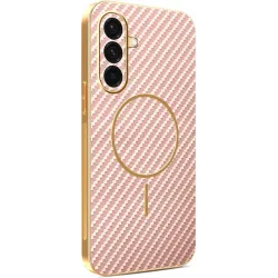 Phonesta Luxury Carbon Fiber Back Cover Hülle mit MagSafe für Samsung Galaxy A36 - Rosa