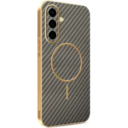 Phonesta Luxury Carbon Fiber Back Cover Hülle mit MagSafe für Samsung Galaxy A56 - Braun