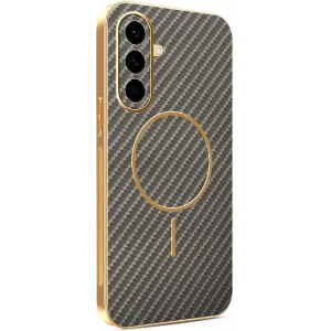 Phonesta Luxury Carbon Fiber Back Cover Hülle mit MagSafe für Samsung Galaxy A56 - Braun