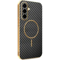 Phonesta Luxury Carbon Fiber Back Cover Hülle mit MagSafe für Samsung Galaxy A56 - Schwarz
