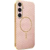 Phonesta Luxury Carbon Fiber Back Cover Hülle mit MagSafe für Samsung Galaxy S25 Plus/S24 Plus - Rosa 0