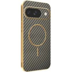 Phonesta Luxury Carbon Fiber Back Cover Hülle mit MagSafe für Google Pixel 9 - Braun