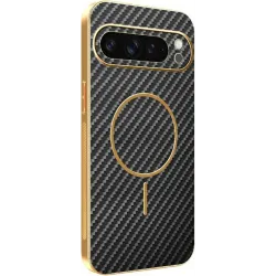 Phonesta Luxury Carbon Fiber Back Cover Hülle mit MagSafe für Google Pixel 9 Pro XL - Schwarz