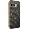 Phonesta Luxury Carbon Fiber Back Cover Hülle mit MagSafe für Google Pixel 9a - Schwarz 0