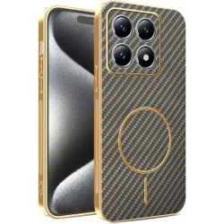Phonesta Luxury Carbon Fiber Back Cover Hülle mit MagSafe für Xiaomi 15T - Braun