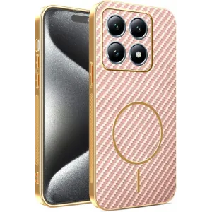 Phonesta Luxury Carbon Fiber Back Cover Hülle mit MagSafe für Xiaomi 15T - Rosa