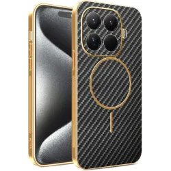 Phonesta Luxury Carbon Fiber Back Cover Hülle mit MagSafe für Xiaomi 15T Pro - Schwarz