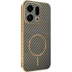 Phonesta Luxury Carbon Fiber Back Cover Hülle mit MagSafe für Oppo Find X9 - Braun