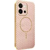 Phonesta Luxury Carbon Fiber Back Cover Hülle mit MagSafe für Oppo A6 Pro - Rosa 0