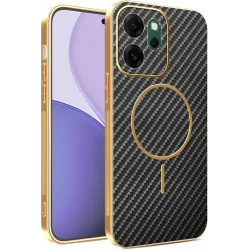 Phonesta Luxury Carbon Fiber Back Cover Hülle mit MagSafe für Oppo Reno14 F/FS - Schwarz
