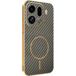 Phonesta Luxury Carbon Fiber Back Cover Hülle mit MagSafe für Oppo Find X9 Pro - Braun