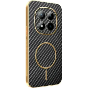 Phonesta Luxury Carbon Fiber Back Cover Hülle mit MagSafe für Xiaomi Redmi Note 15 Pro Plus / Xiaomi Poco M8 Pro - Schwarz
