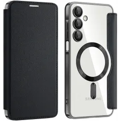 Phonesta Luxury Crystal Book Wallet Klapphülle mit MagSafe für Samsung Galaxy A16 - Schwarz