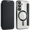 Phonesta Luxury Crystal Book Wallet Klapphülle mit MagSafe für Samsung Galaxy S25/S24 - Schwarz
