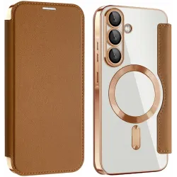 Phonesta Luxury Crystal Book Wallet Klapphülle mit MagSafe für Samsung Galaxy A36/A56 - Braun