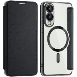 Phonesta Luxury Crystal Book Wallet Klapphülle mit MagSafe für Samsung Galaxy S25 Edge - Schwarz