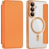 Phonesta Luxury Crystal Book Wallet Klapphülle mit MagSafe für Samsung Galaxy S26 - Orange 0