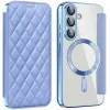 Phonesta Luxury Crystal Puffed Book Wallet Klapphülle mit MagSafe für Samsung Galaxy S25 Plus/S24 Plus - Hellblau