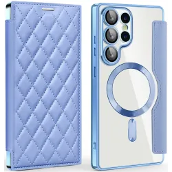 Phonesta Luxury Crystal Puffed Book Wallet Klapphülle mit MagSafe für Samsung Galaxy S25 Ultra - Hellblau
