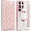 Phonesta Luxury Crystal Puffed Book Wallet Klapphülle mit MagSafe für Samsung Galaxy S25 Ultra - Rosa