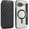 Phonesta Luxury Crystal Puffed Book Wallet Klapphülle mit MagSafe für Google Pixel 9a - Schwarz