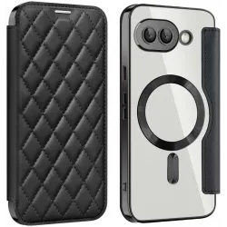 Phonesta Luxury Crystal Puffed Book Wallet Klapphülle mit MagSafe für Google Pixel 9a - Schwarz