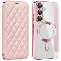 Phonesta Luxury Crystal Puffed Book Wallet Klapphülle mit MagSafe für Samsung Galaxy A36/A56 - Rosa