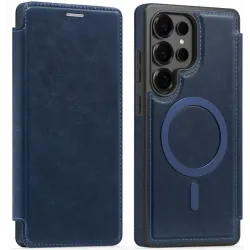 Phonesta Luxury Leder Book Wallet Klapphülle mit MagSafe für Samsung Galaxy S25 Ultra - Dunkelblau