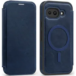 Phonesta Luxury Leder Book Wallet Klapphülle mit MagSafe für Google Pixel 9a - Dunkelblau