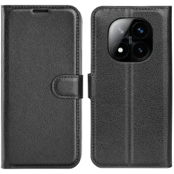 Phonesta Litchi Skin Book Wallet Klapphülle für Xiaomi Redmi Note 14 Pro Plus - Schwarz