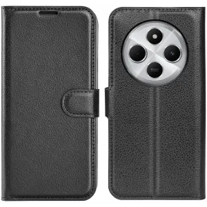 Phonesta Litchi Skin Book Wallet Klapphülle für Xiaomi Redmi 14C / Xiaomi Poco C75 - Schwarz