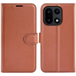 Phonesta Litchi Skin Book Wallet Klapphülle für OnePlus 15 - Braun